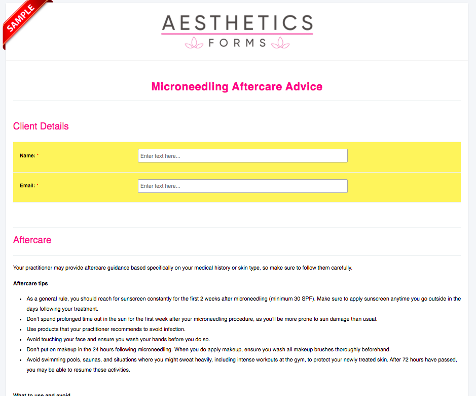 Microneedling Aftercare Advice