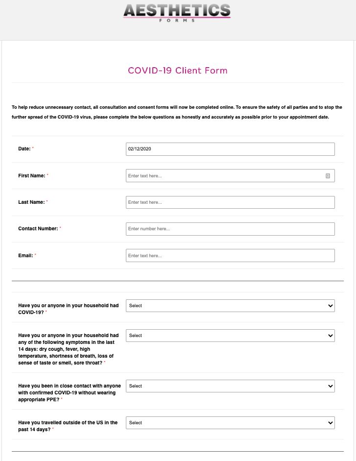 Covid-19 Client Form