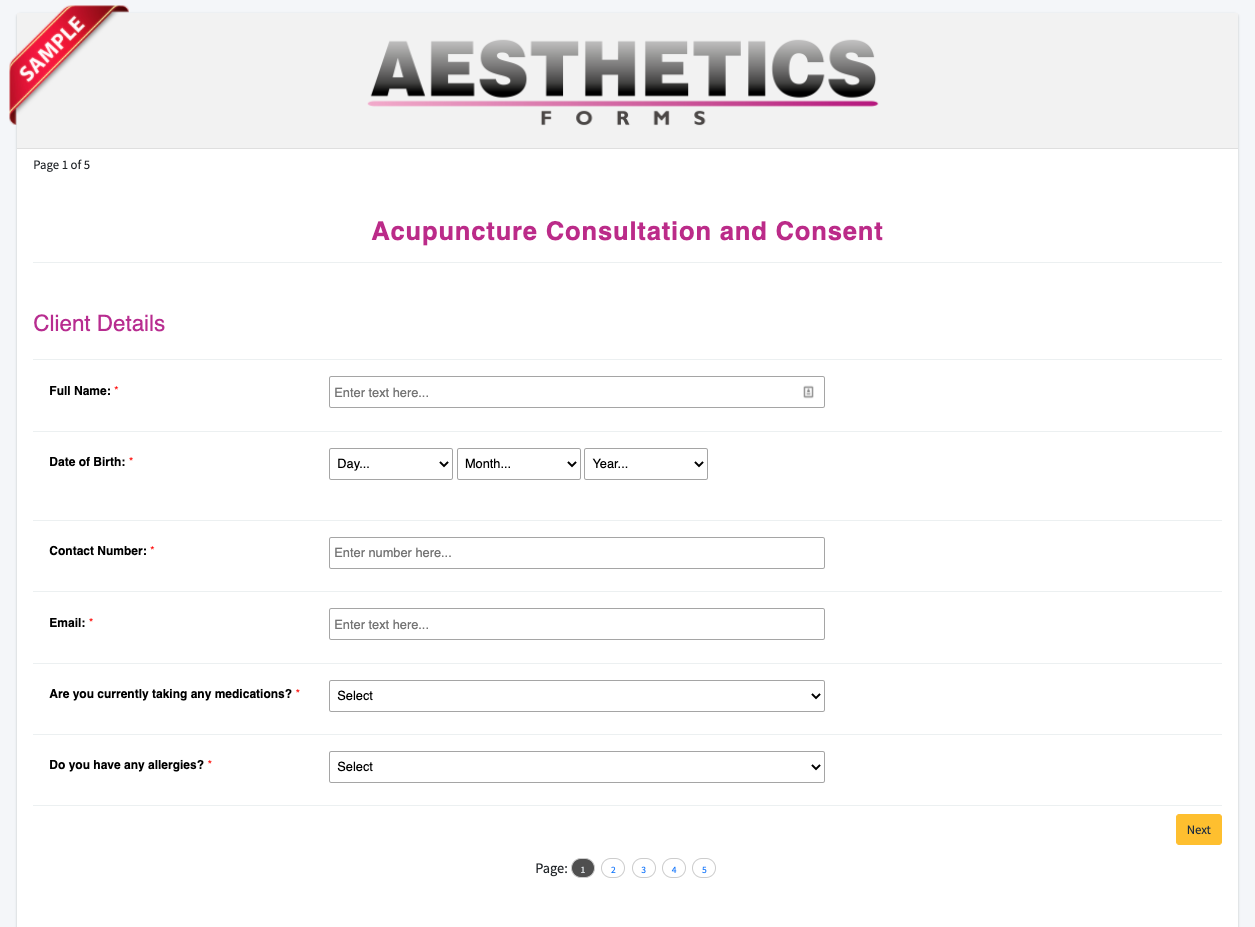 Acupuncture Consultation Form